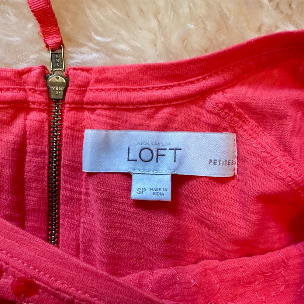 LOFT Petite Small Sequin Red Top, Melon, NWOT - Picture 5 of 5